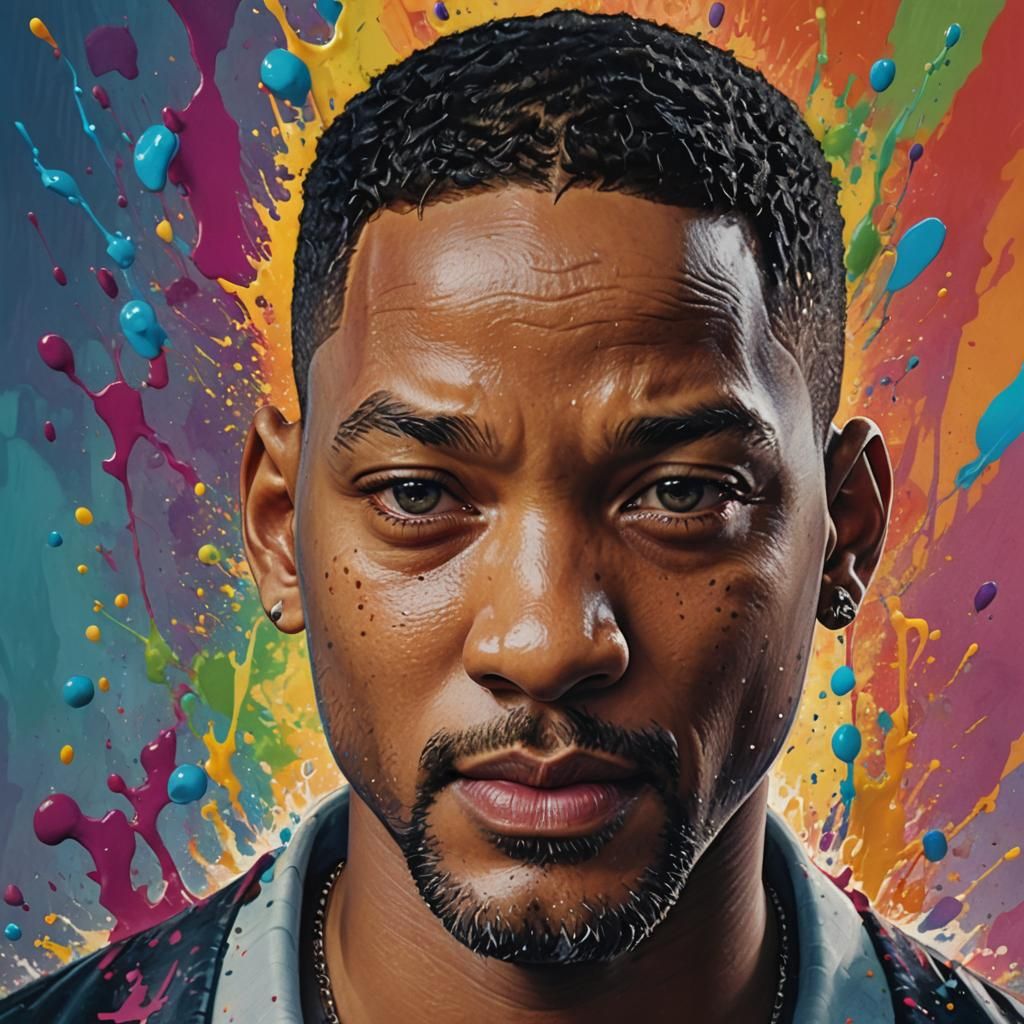 Hyperrealistic Portrait of Will Smith in Splash Art Style