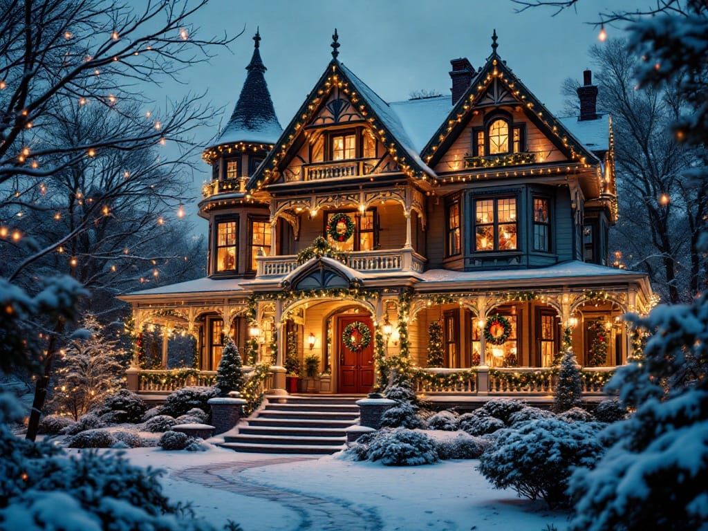 A Victorian Christmas House in Winter Wonderland