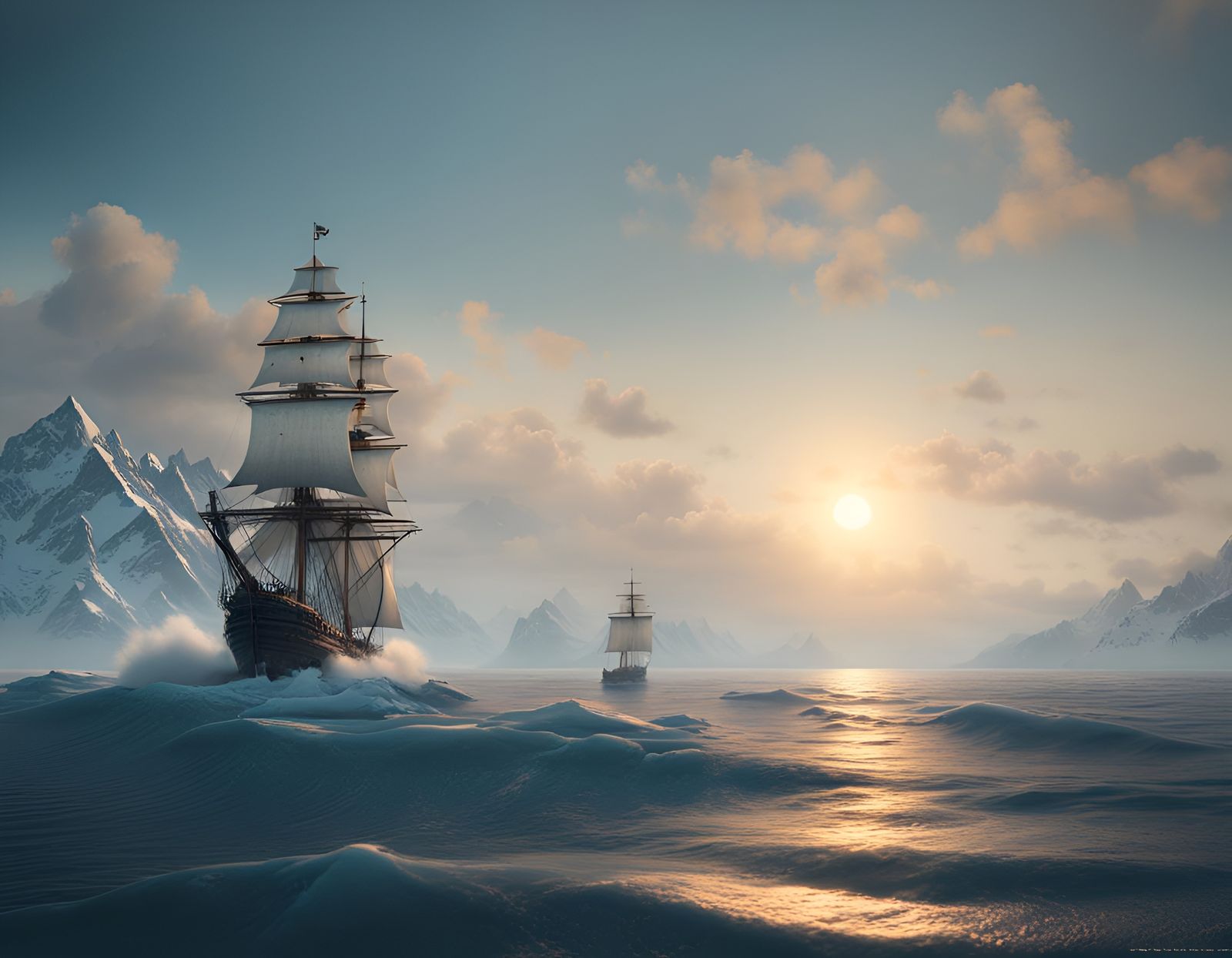 Dramatic Seascape in Classical Marine Painting Style