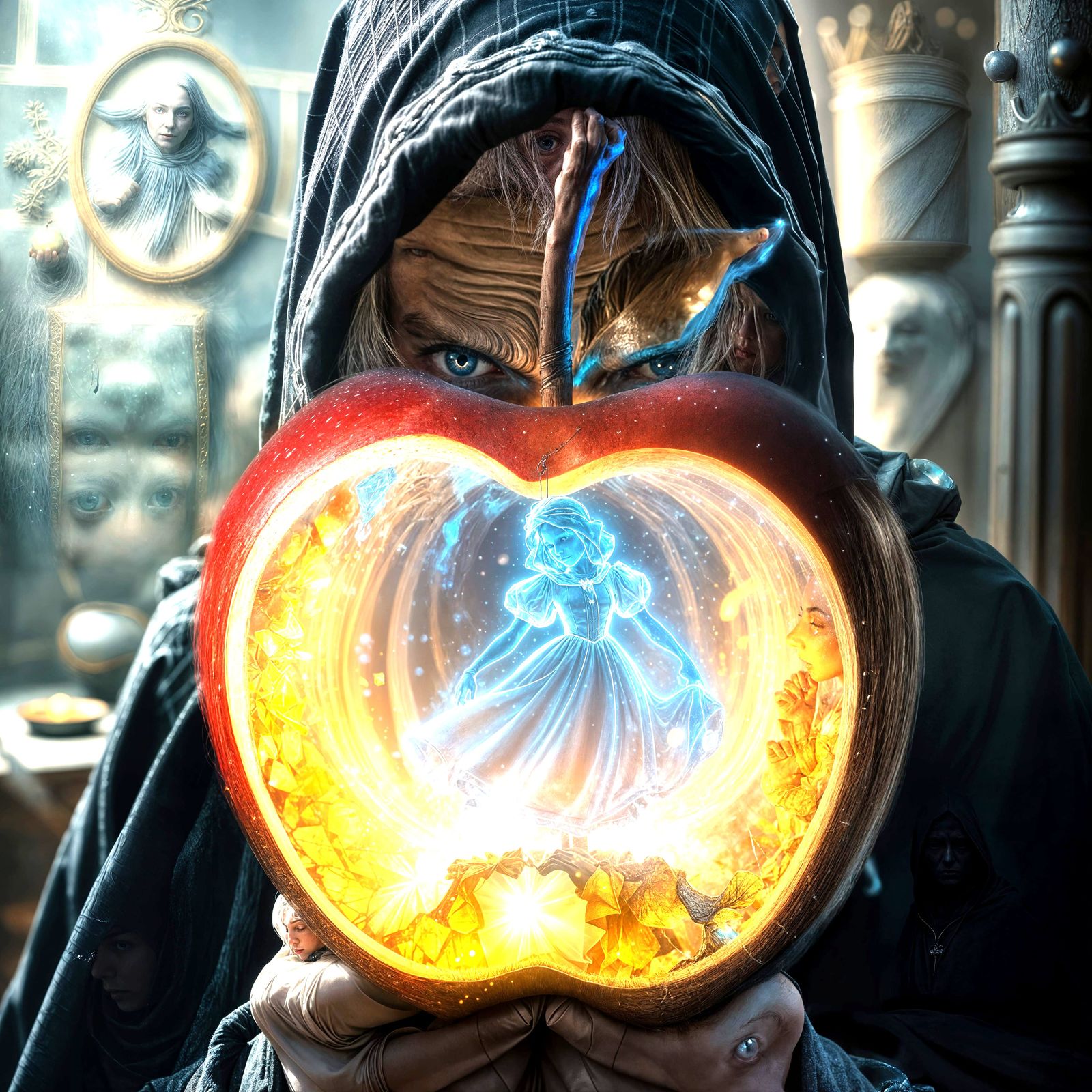 Photorealistic Dark Fantasy Witch in Laboratory