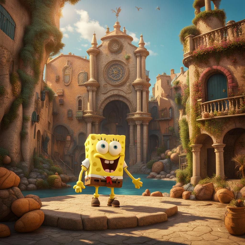 SpongeBob SquarePants Visits Spain: Digital Art