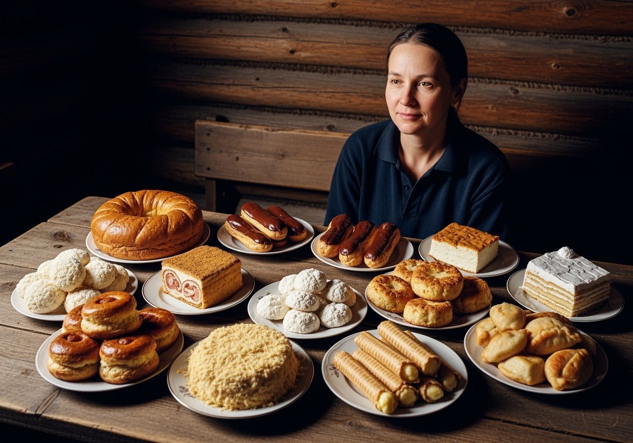 Eastern European Feast in a Rustic Izba