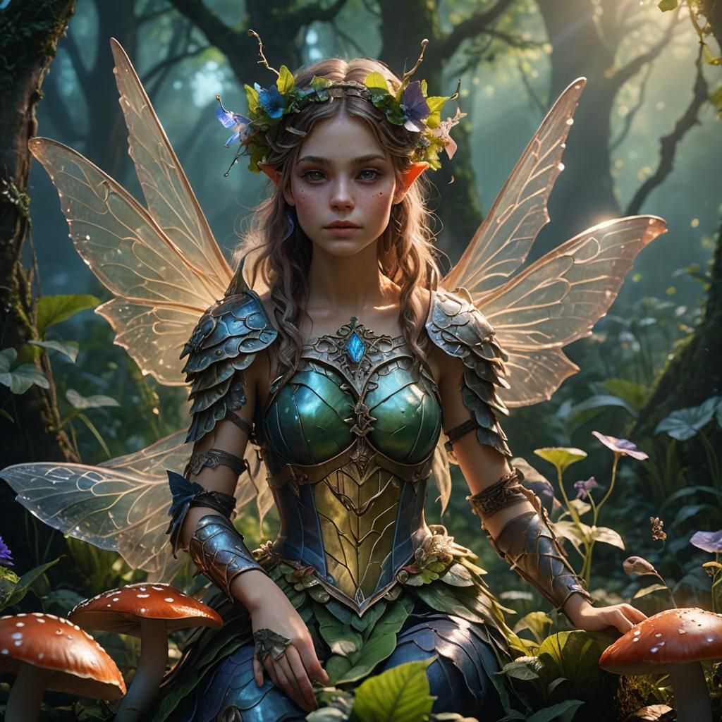 Fantasy Fairy Portrait in Realistic Matte Painting Style