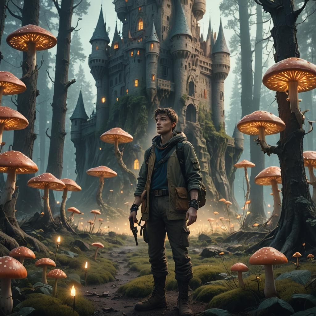 Mystical Forest RPG Character in Digital Matte Painting