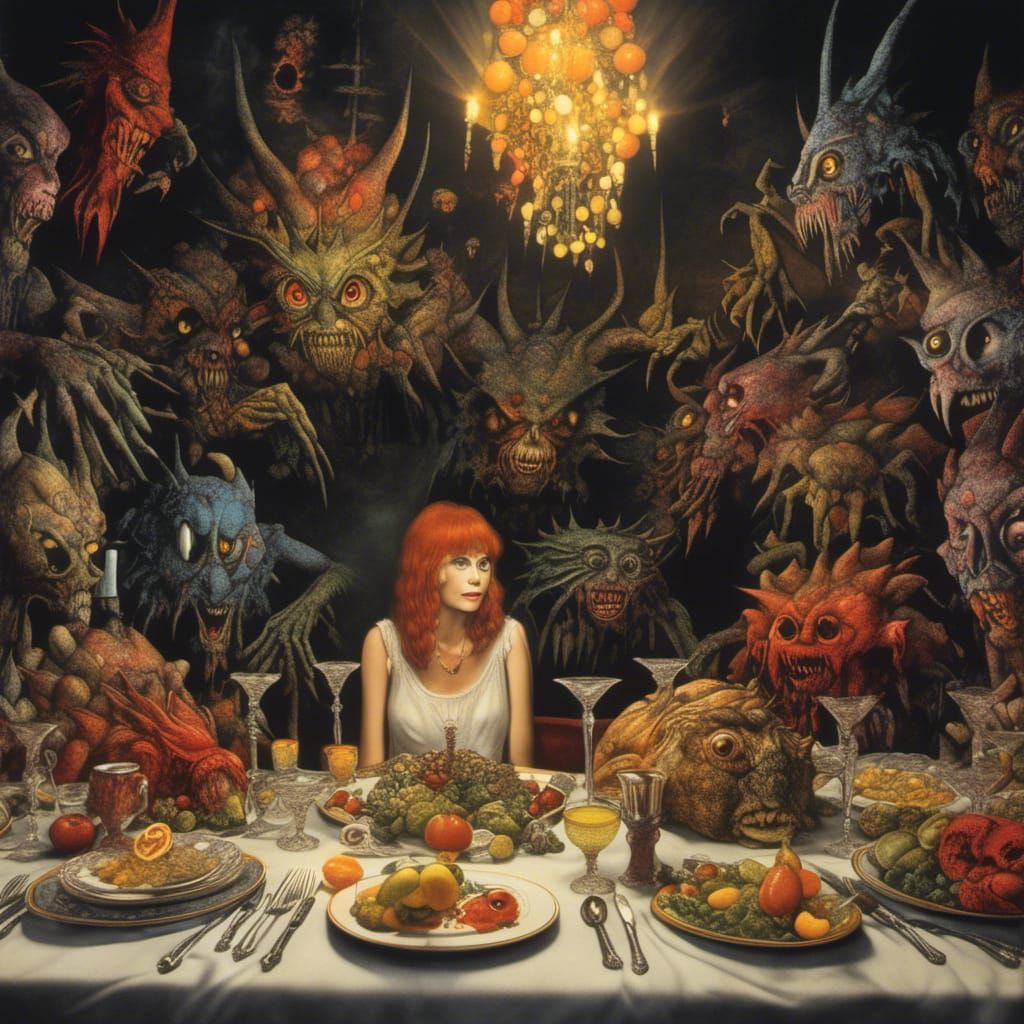 Horror Dinner in Style of Caravaggio