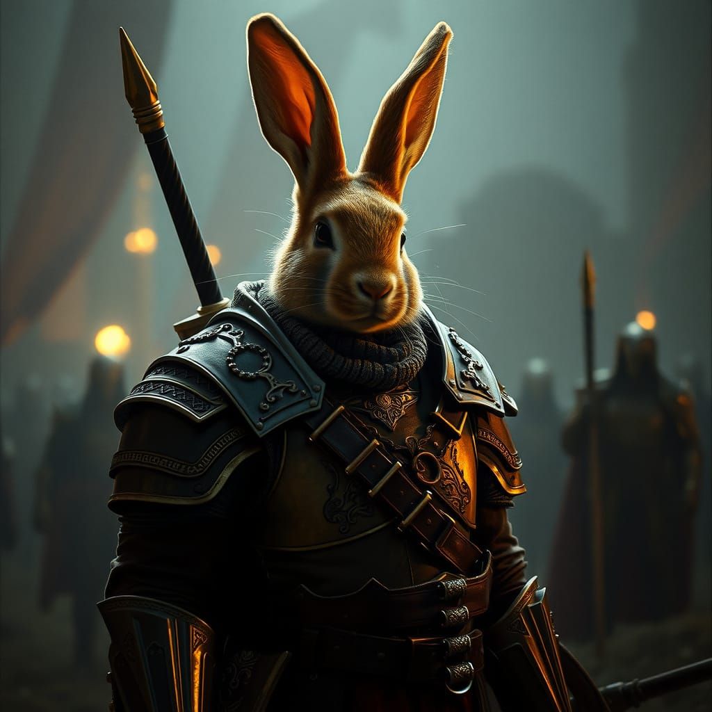 Rabbit Paladin in Dark Fantasy World