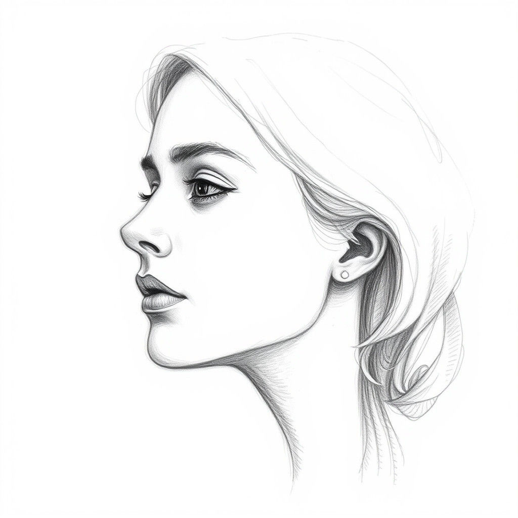 Graphite Pencil Drawing of Woman's Face