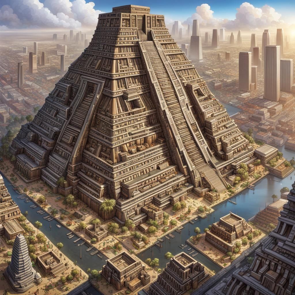 Futuristic Aztec City in the 21st Century