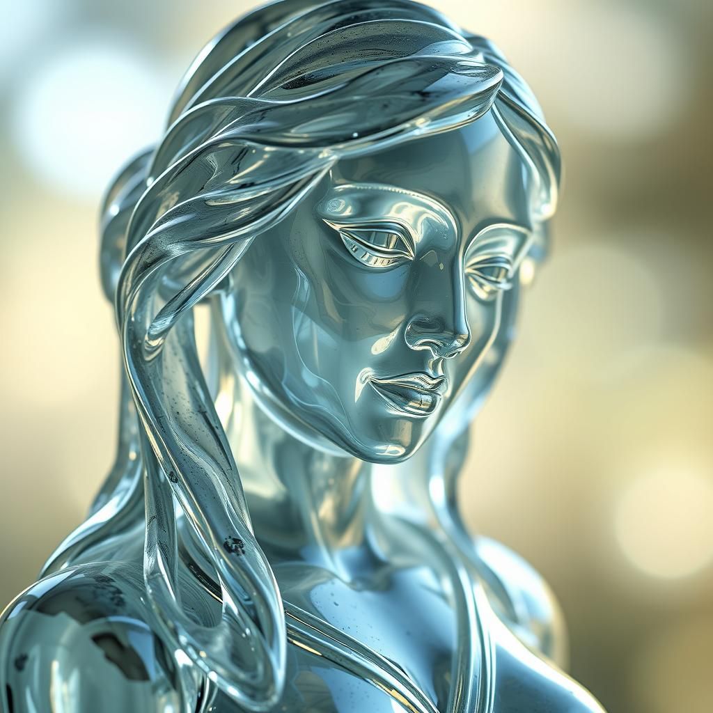 Refracting Light Through a Glass Woman Statue