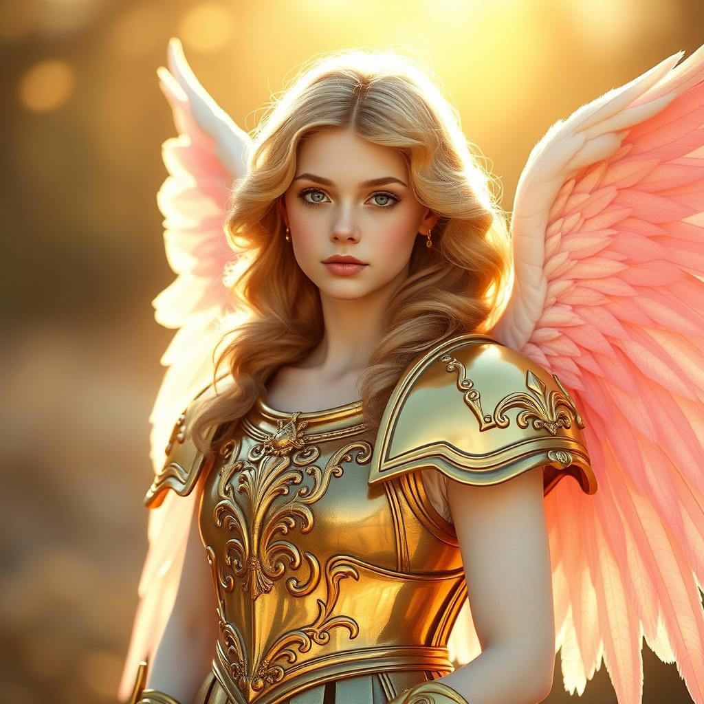 Golden Angel in Morning Light: Ethereal Fantasy Art