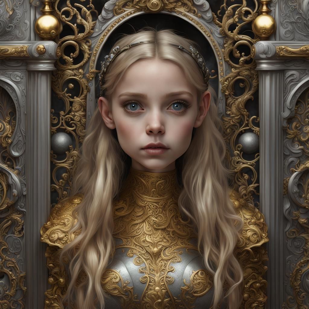 Metal Alice in Wonderland: Hyperrealistic 4K Art