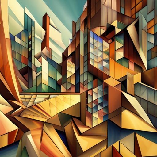 Cubist Time: Geometric Art Deco Painting