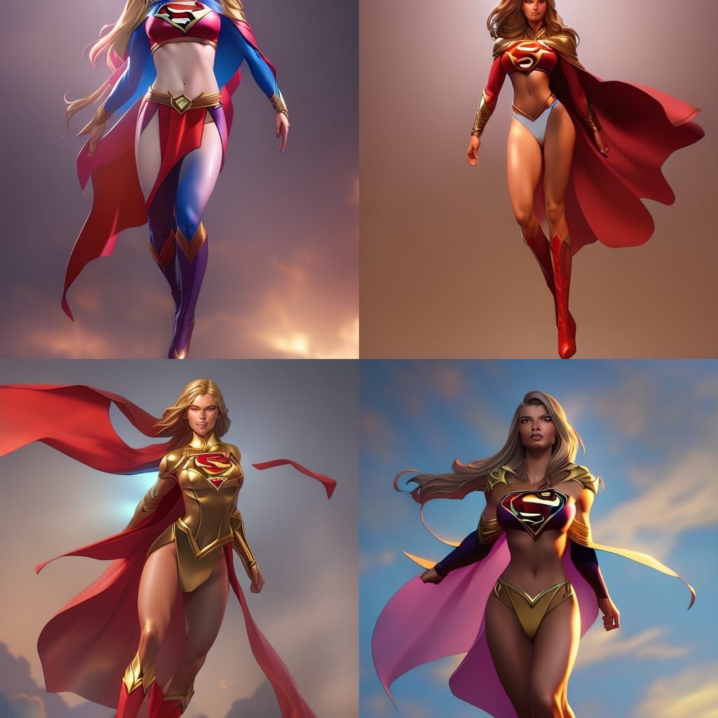 Supergirl Bikini Portrait in Hyperdetailed Style