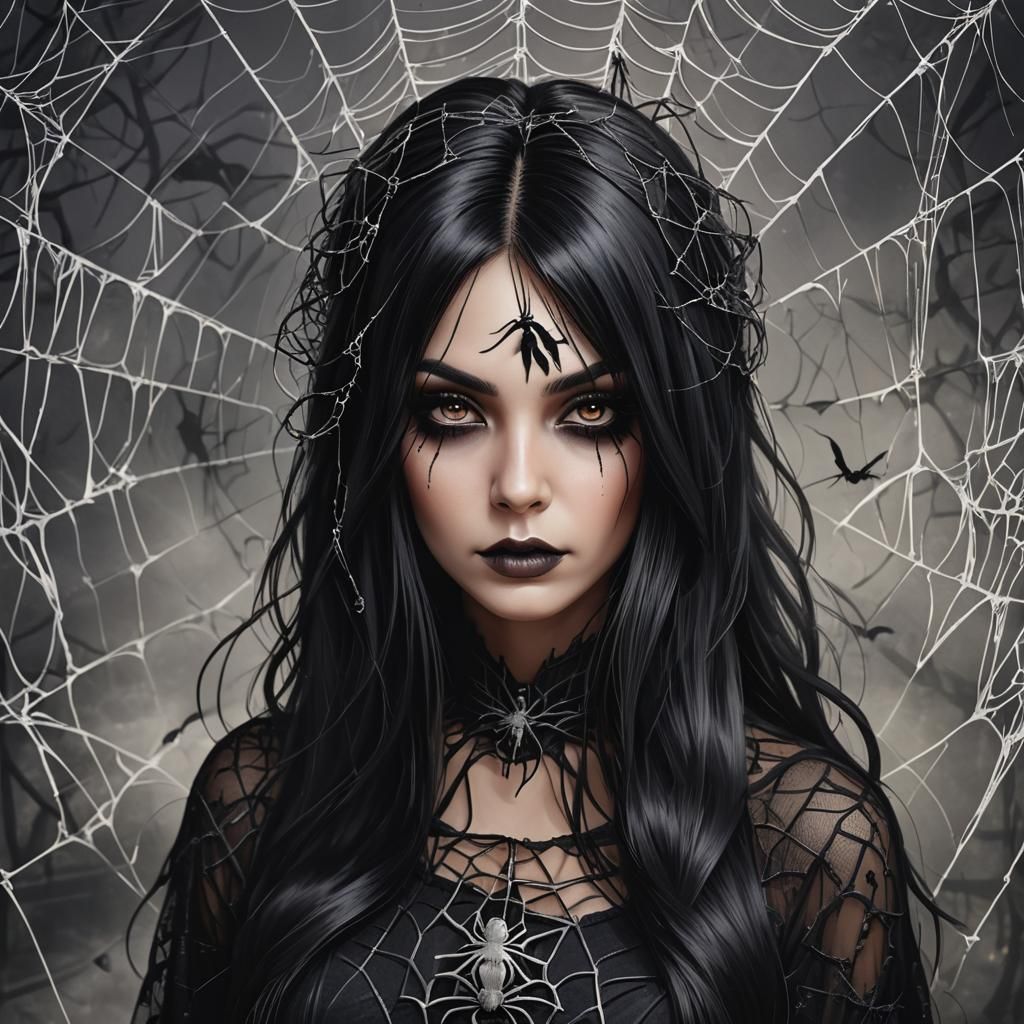 Halloween Witch with Spiderwebs