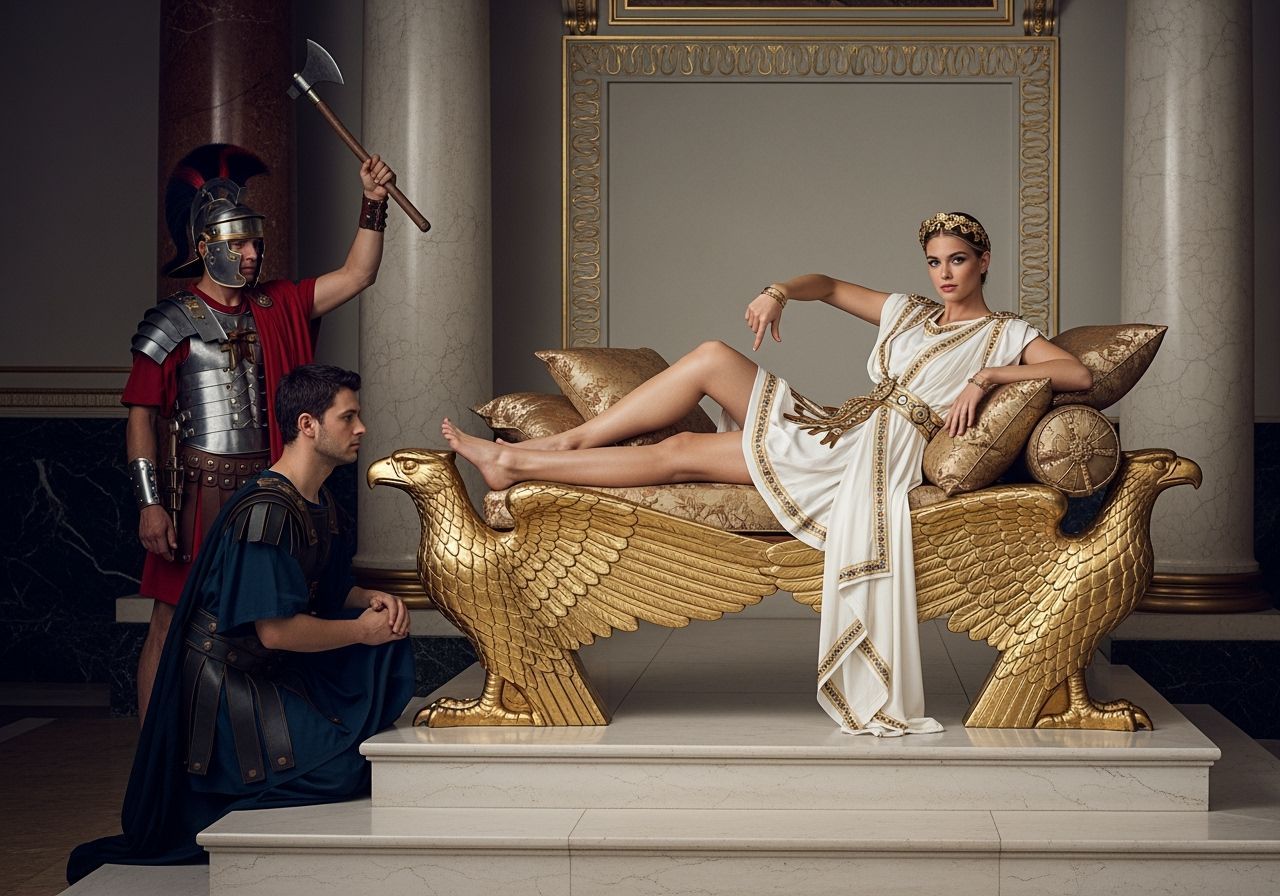 Roman Empress on Eagle Throne in Lavish Palace