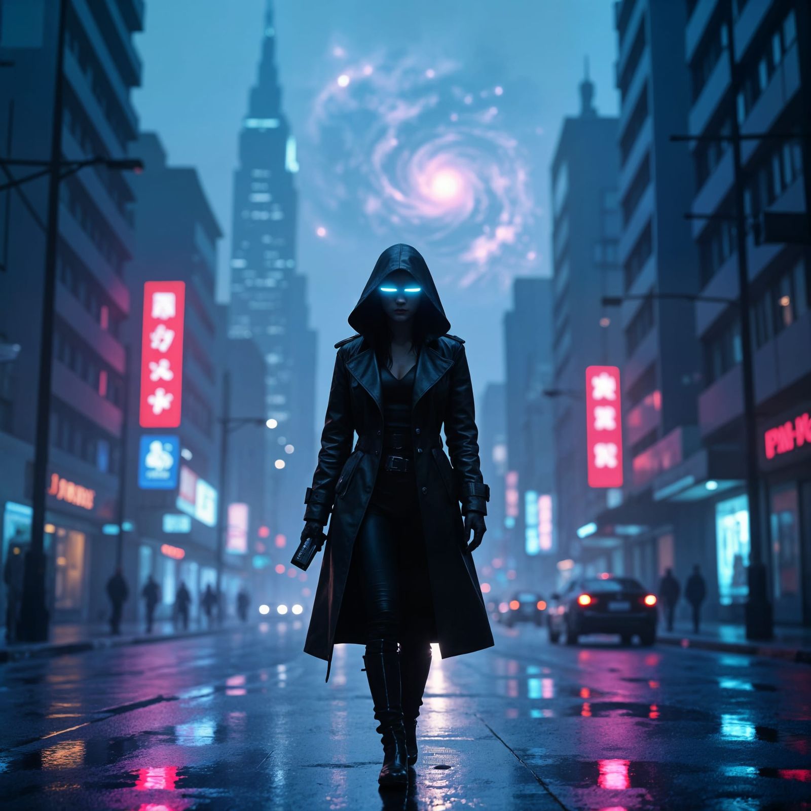 Cyberpunk Detective on Neon Street