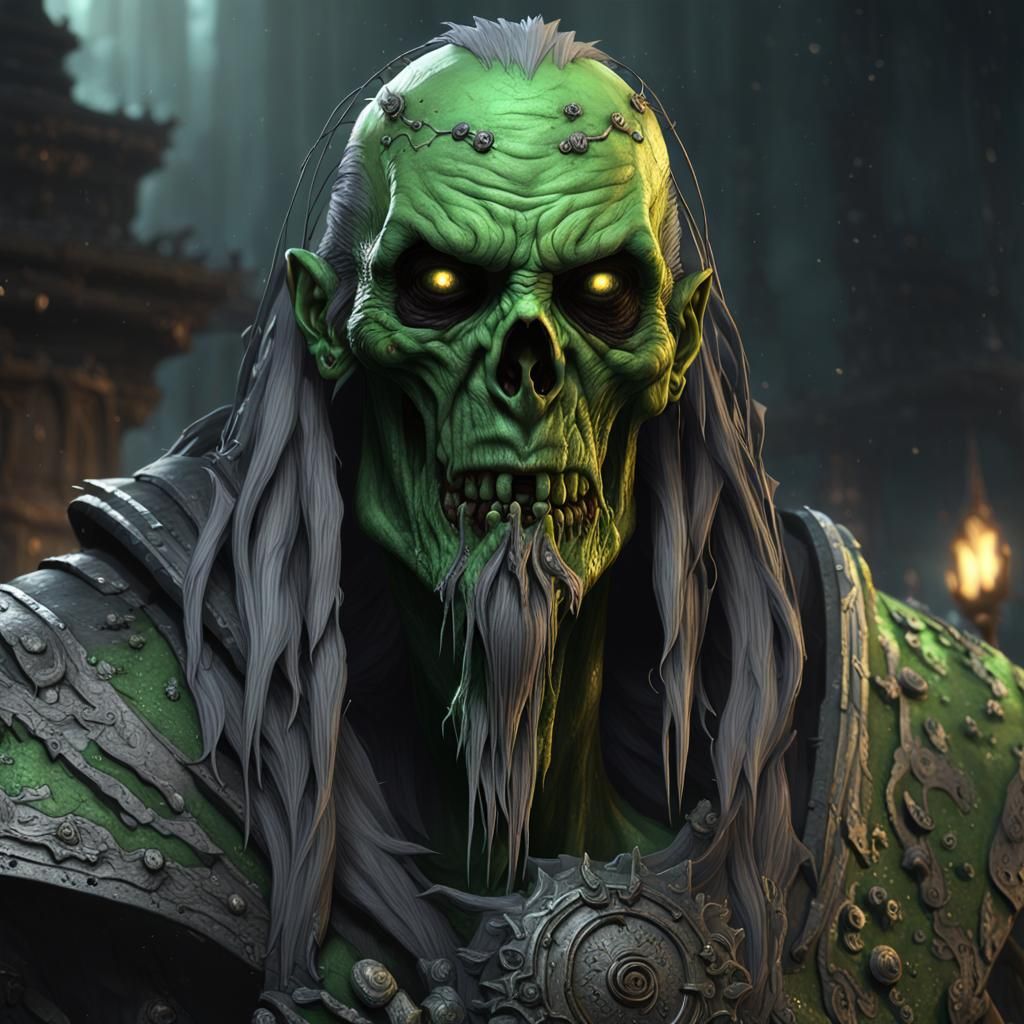 Undead Githzerai Warlock in Dark Fantasy Style