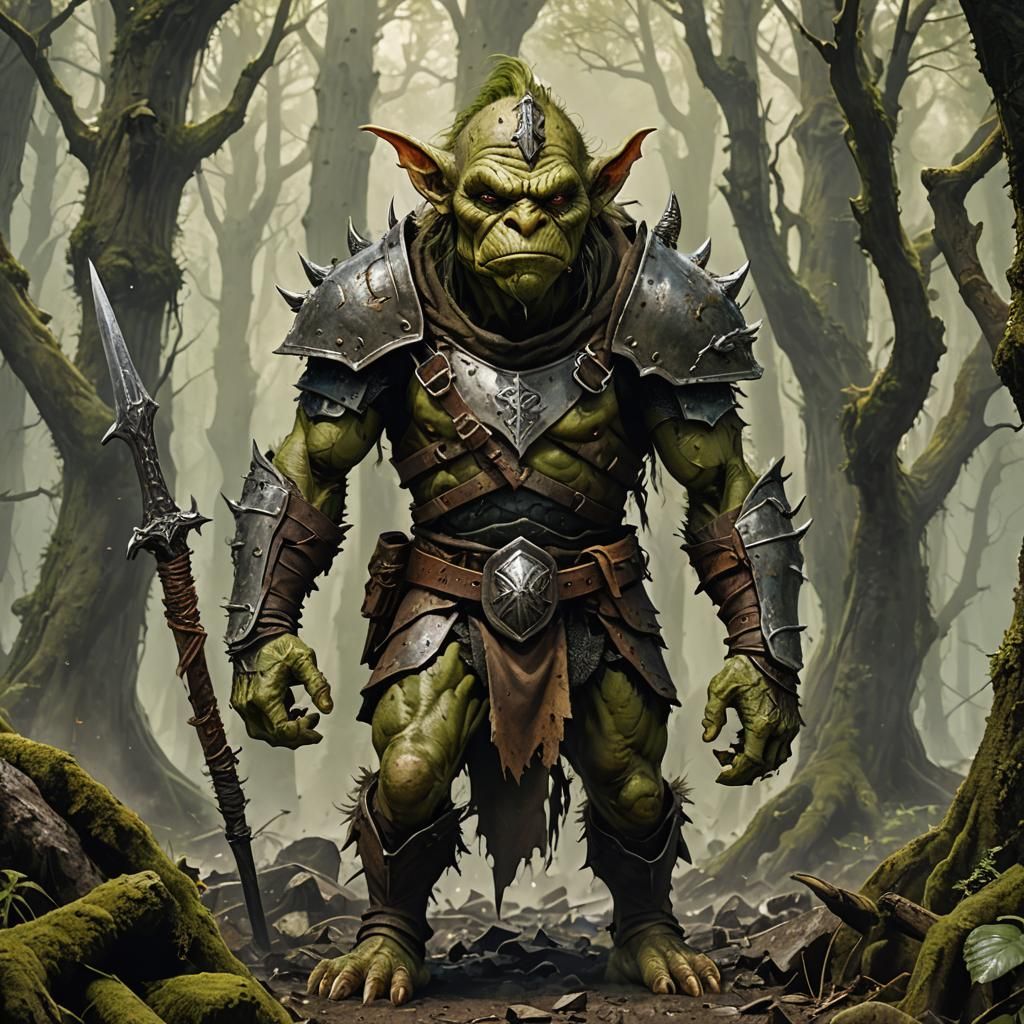 Towering Goblin Warrior in Atmospheric Light
