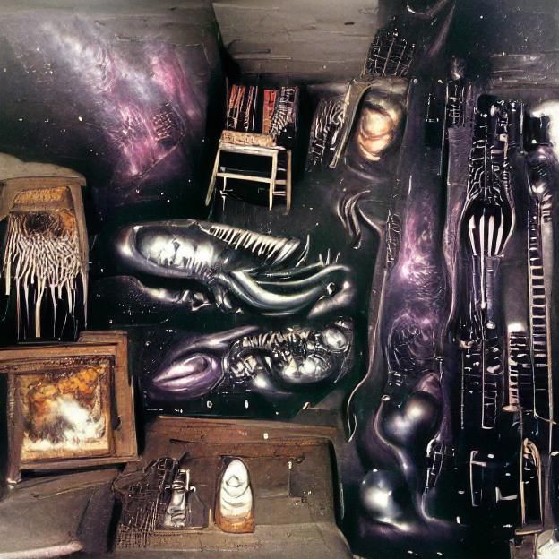 Gigeresque Biomechanical Landscape with Nebula