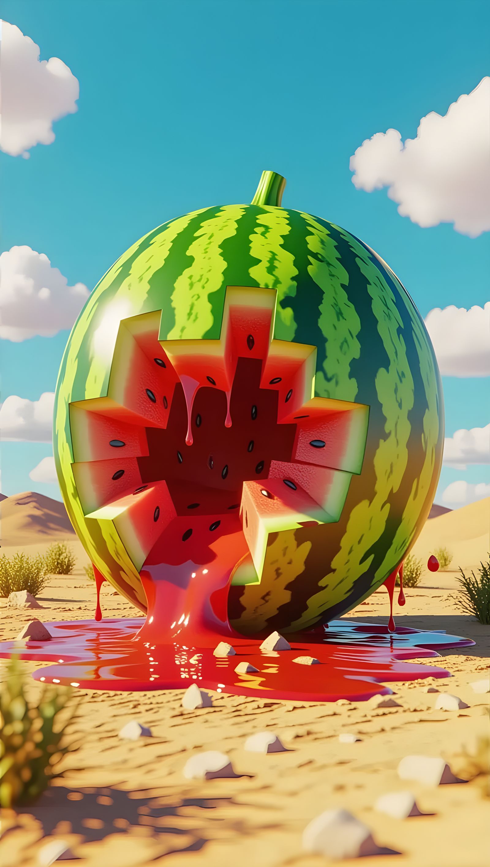 Surreal Desert Oasis Melts in Vibrant, Golden Light