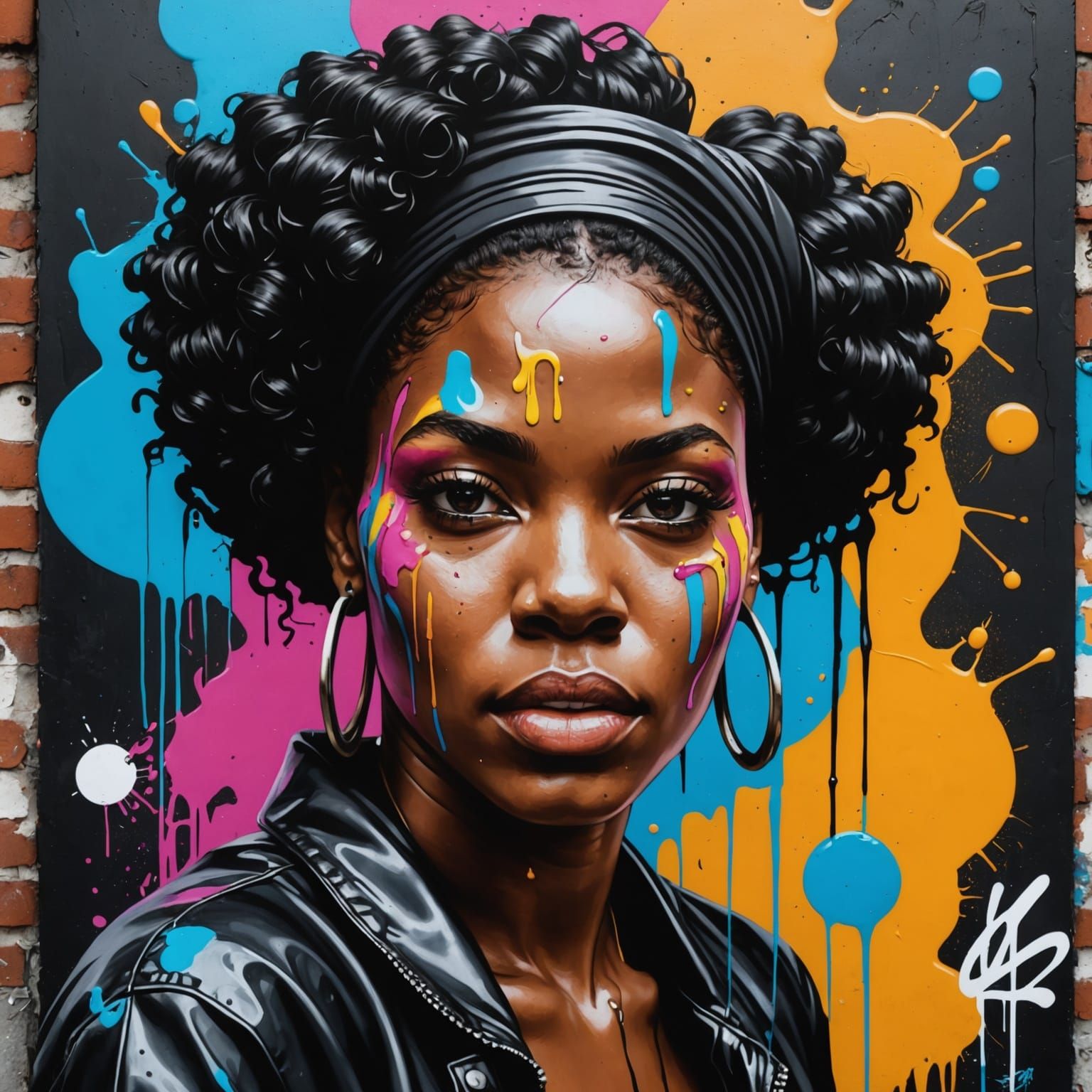Colorful Graffiti Art of a Black Woman