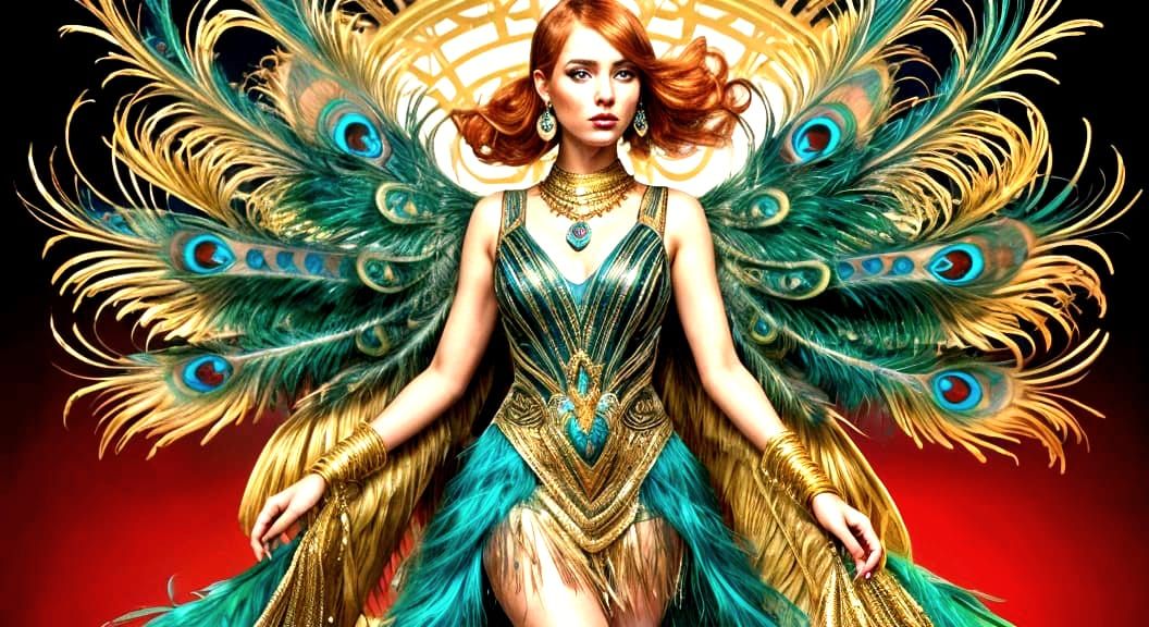 1920s Peacock Flapper Dress on Runway