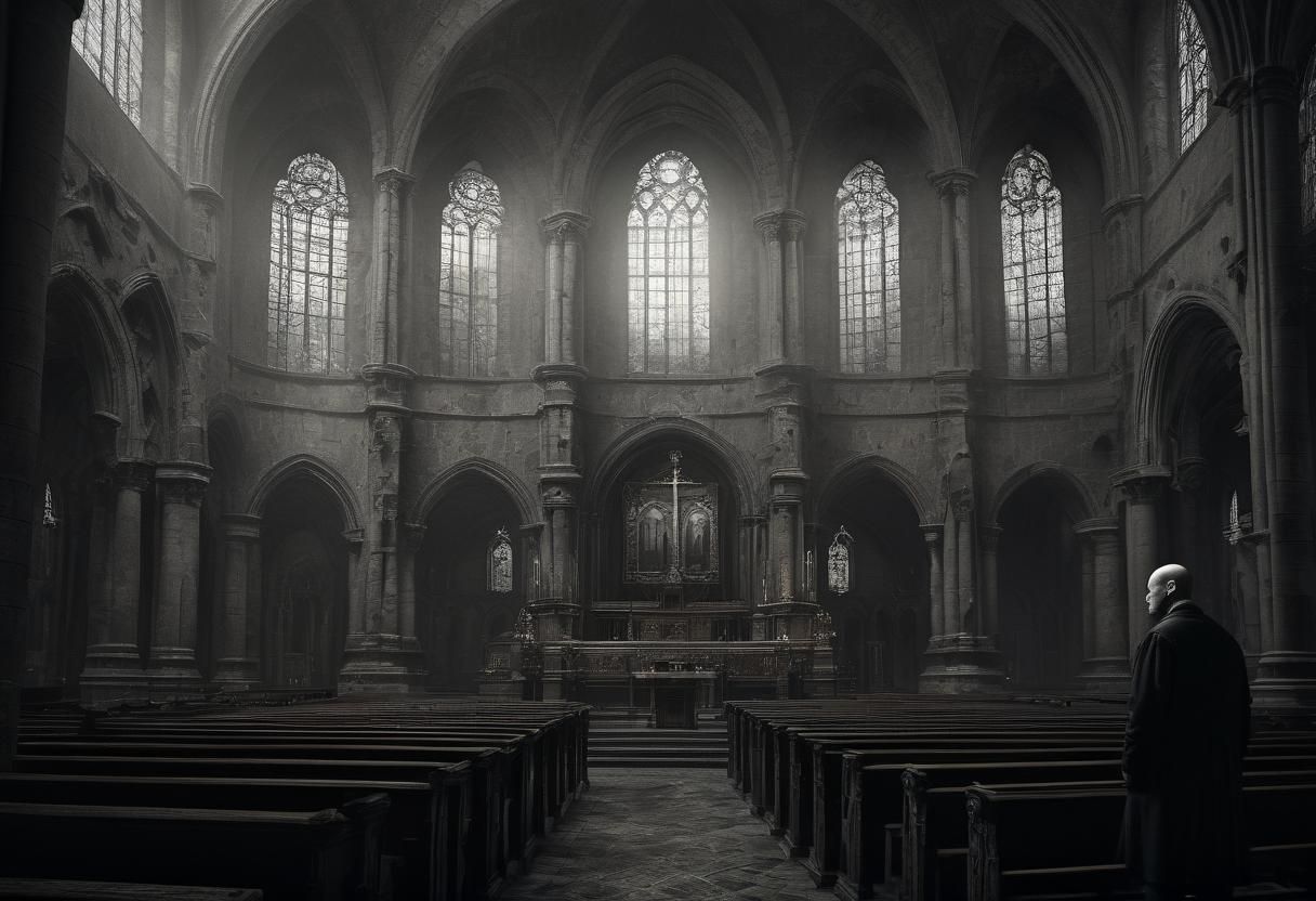 Man in Roman Church: A Dark Fantasy Digital Painting