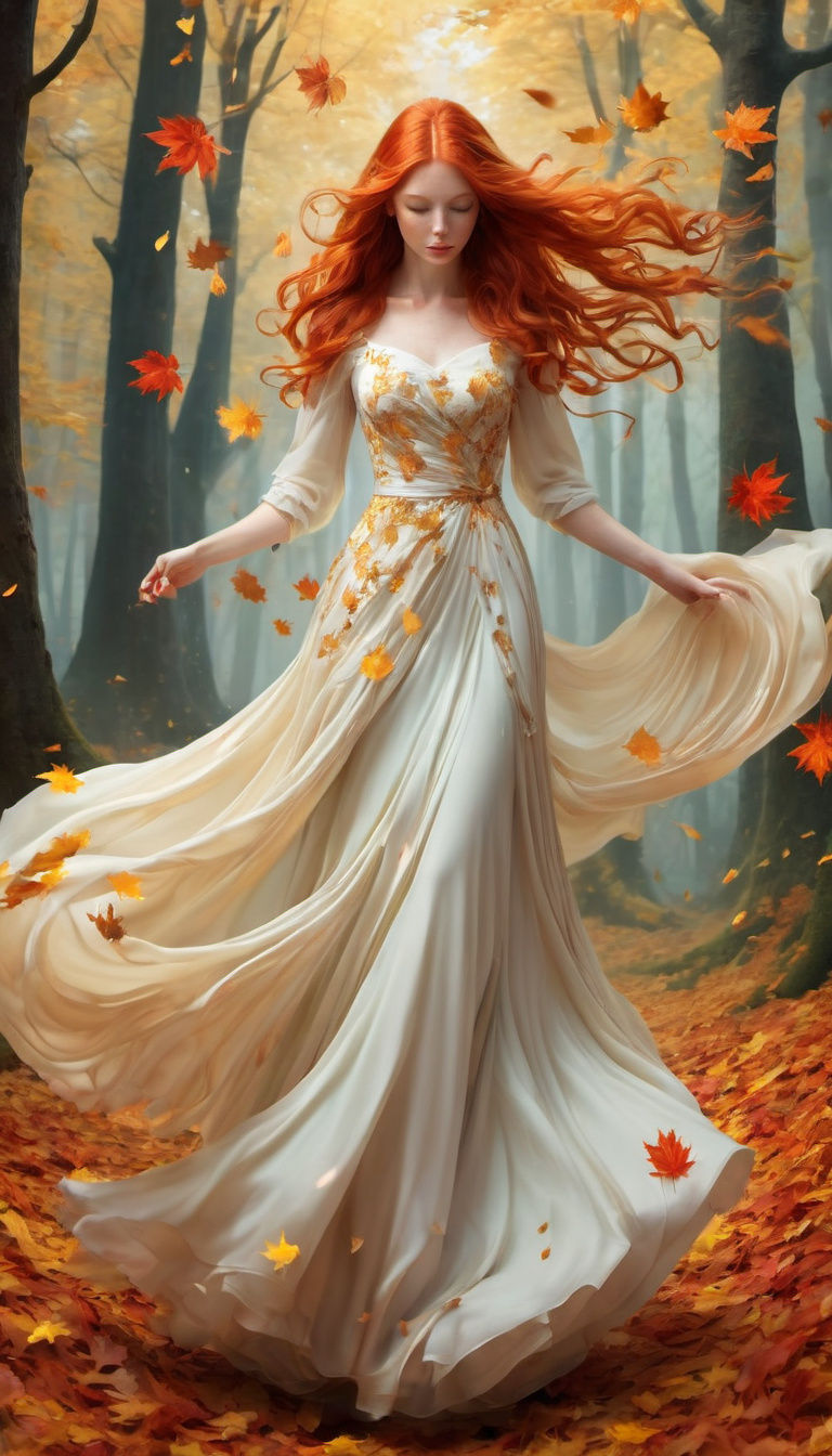 Redhead in Enchanted Forest, Digital Painting