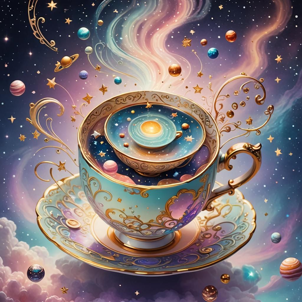 Teacup Universe: A Whimsical Fantasy Illustration