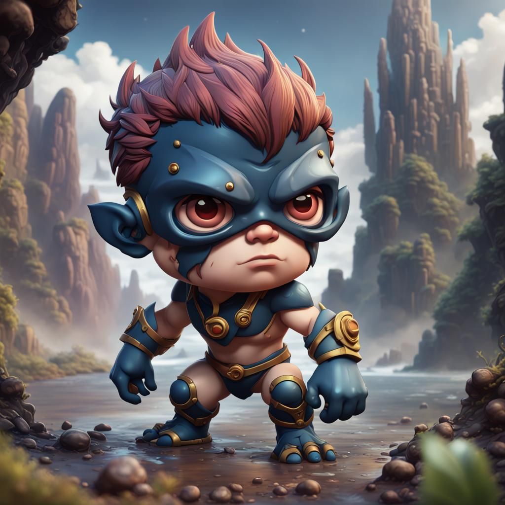 Chibi Cyclops in Detailed Matte Painting Style
