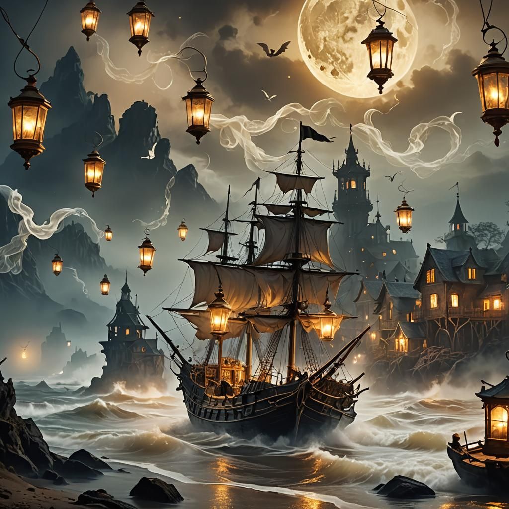 Flying Dutchman's Ghostly Landing: Ethereal Fantasy