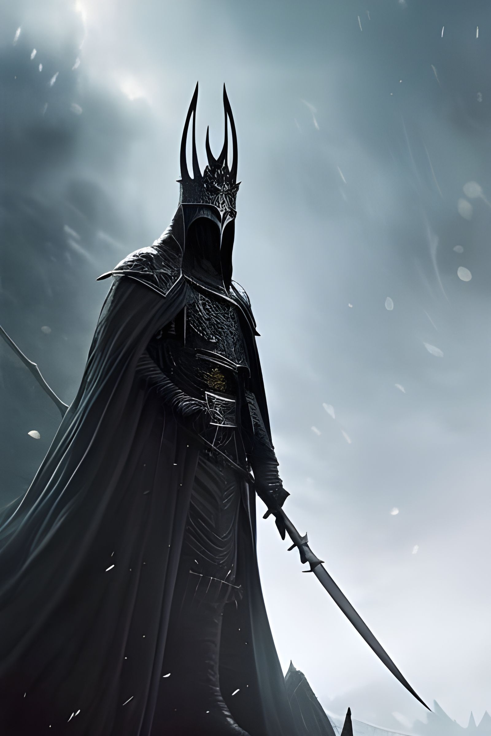 Sinister Dark Lord with Spiked Crown in Photorealistic Style
