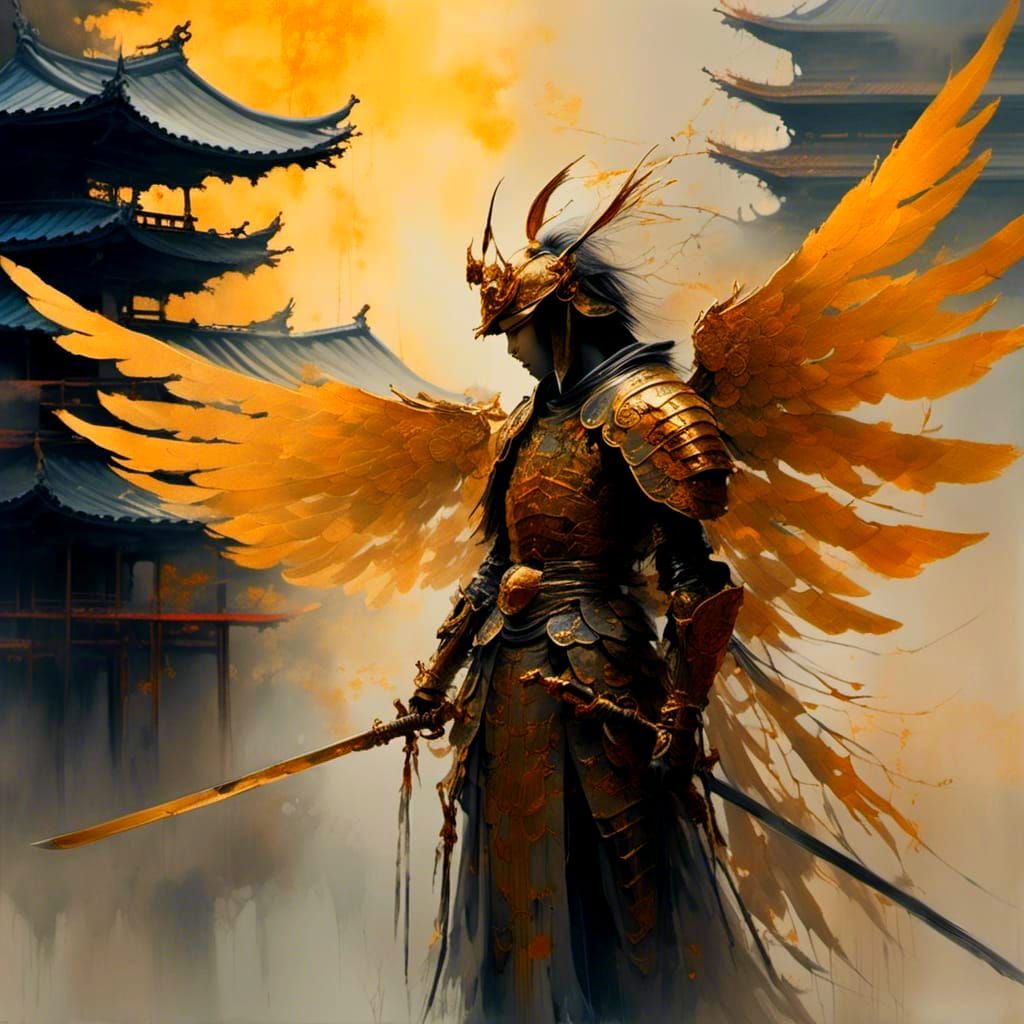 Angelic Samurai in Woodsplash Style