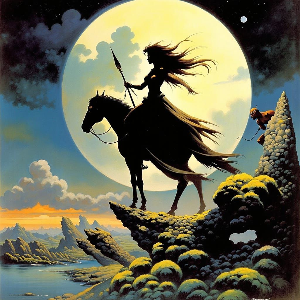 Don Quixote Transfigured: A Frank Frazetta-style Heroine
