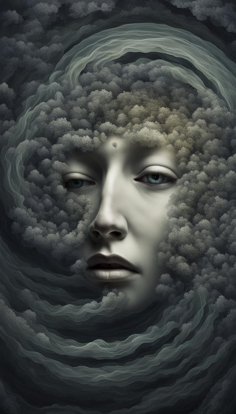 Disembodied Face in Depressive Dreamscape