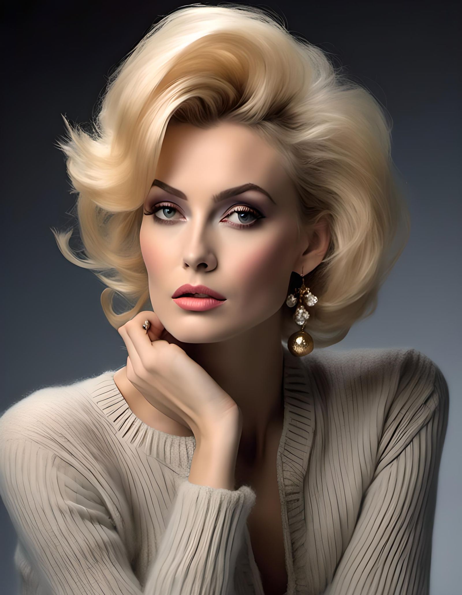 1960s Fashion Model with Blonde Bouffant Hair