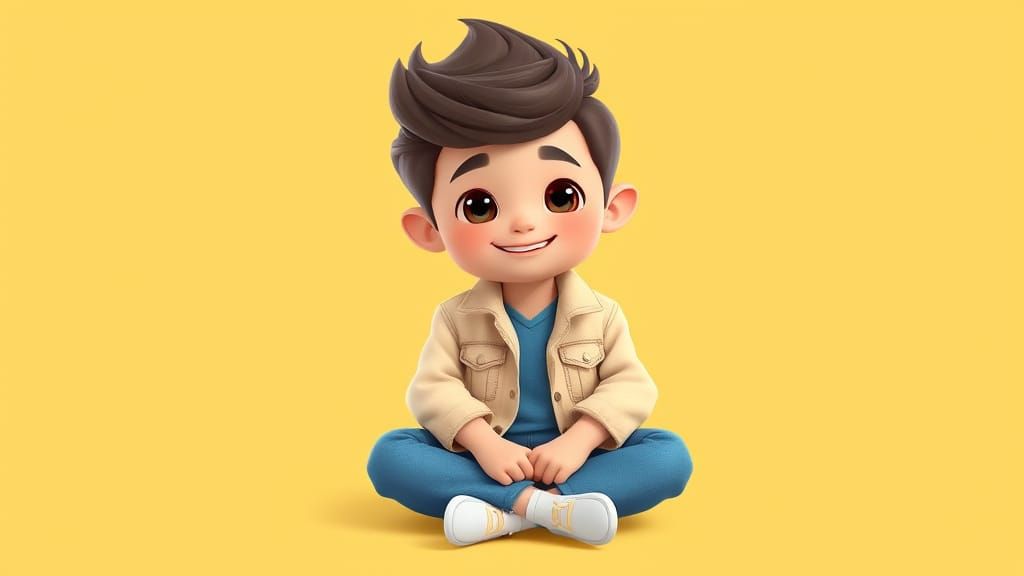 Vibrant Cartoon Boy in Trendy Attire
