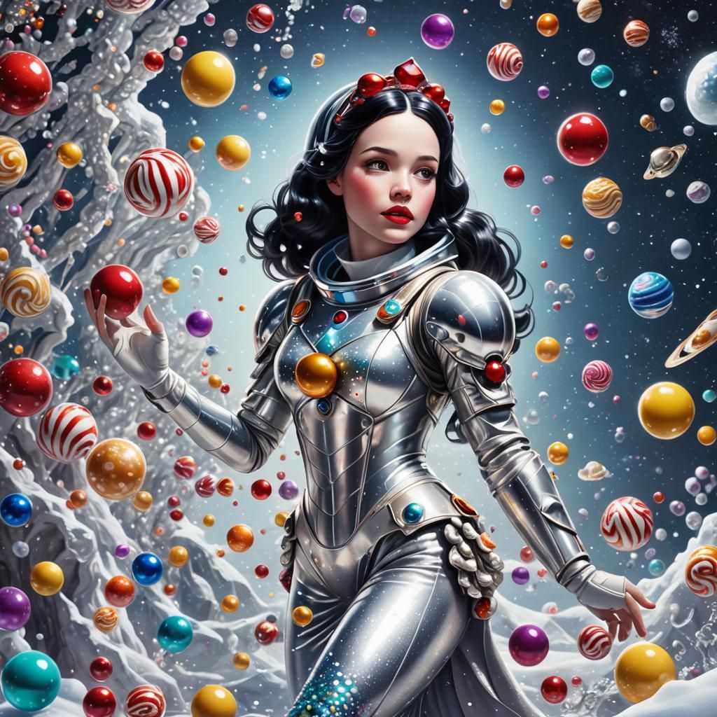 Snow White Space Mermaid in Candy Art Style