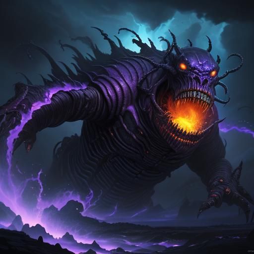 Colossal Alien Zombie Warping Reality in Digital Art