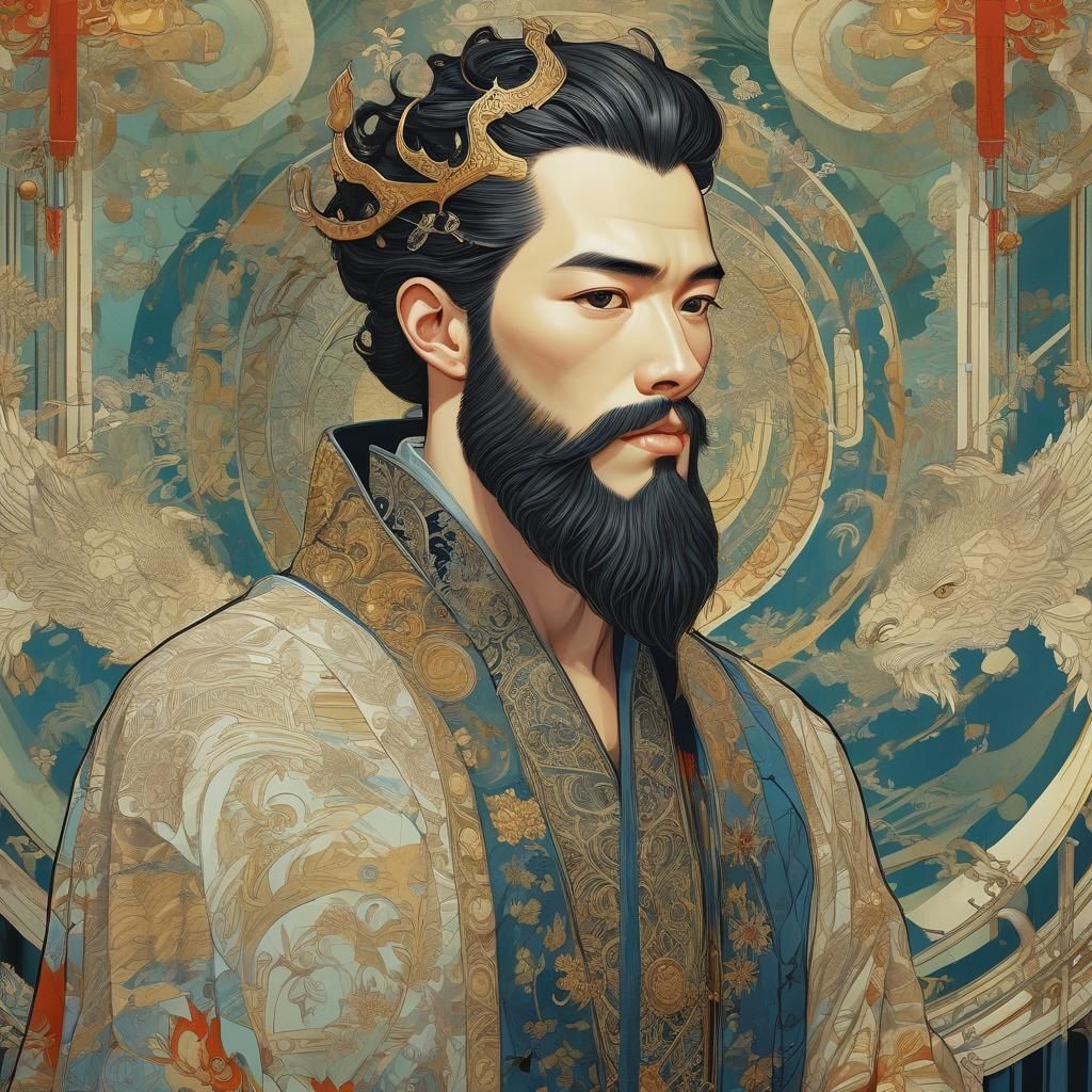 Modern King Portrait in Surrealist Style