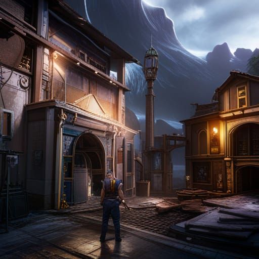 Electrician at Work: Detailed Matte Painting