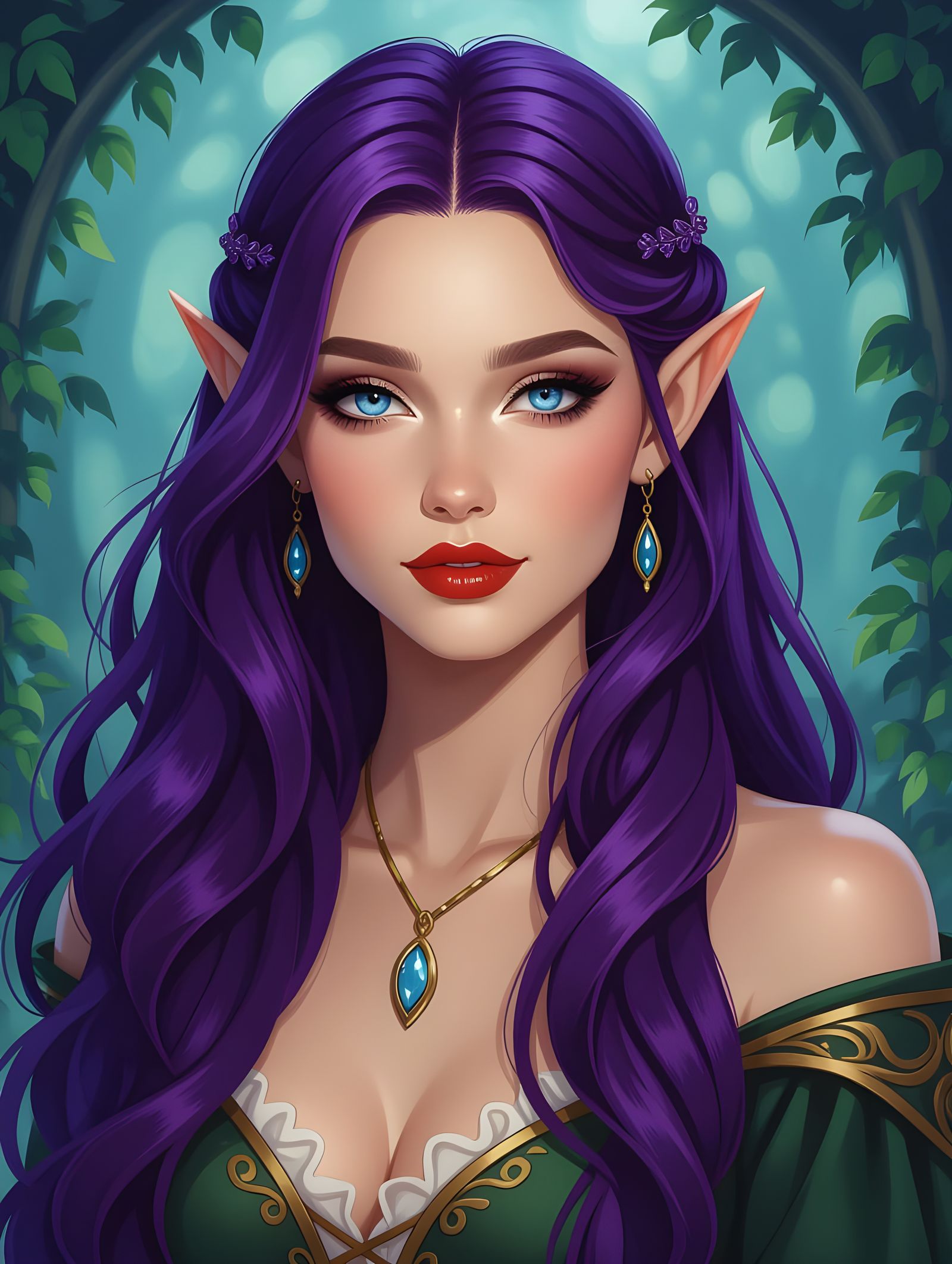 Ethereal Elven Goddess in Rich Hues