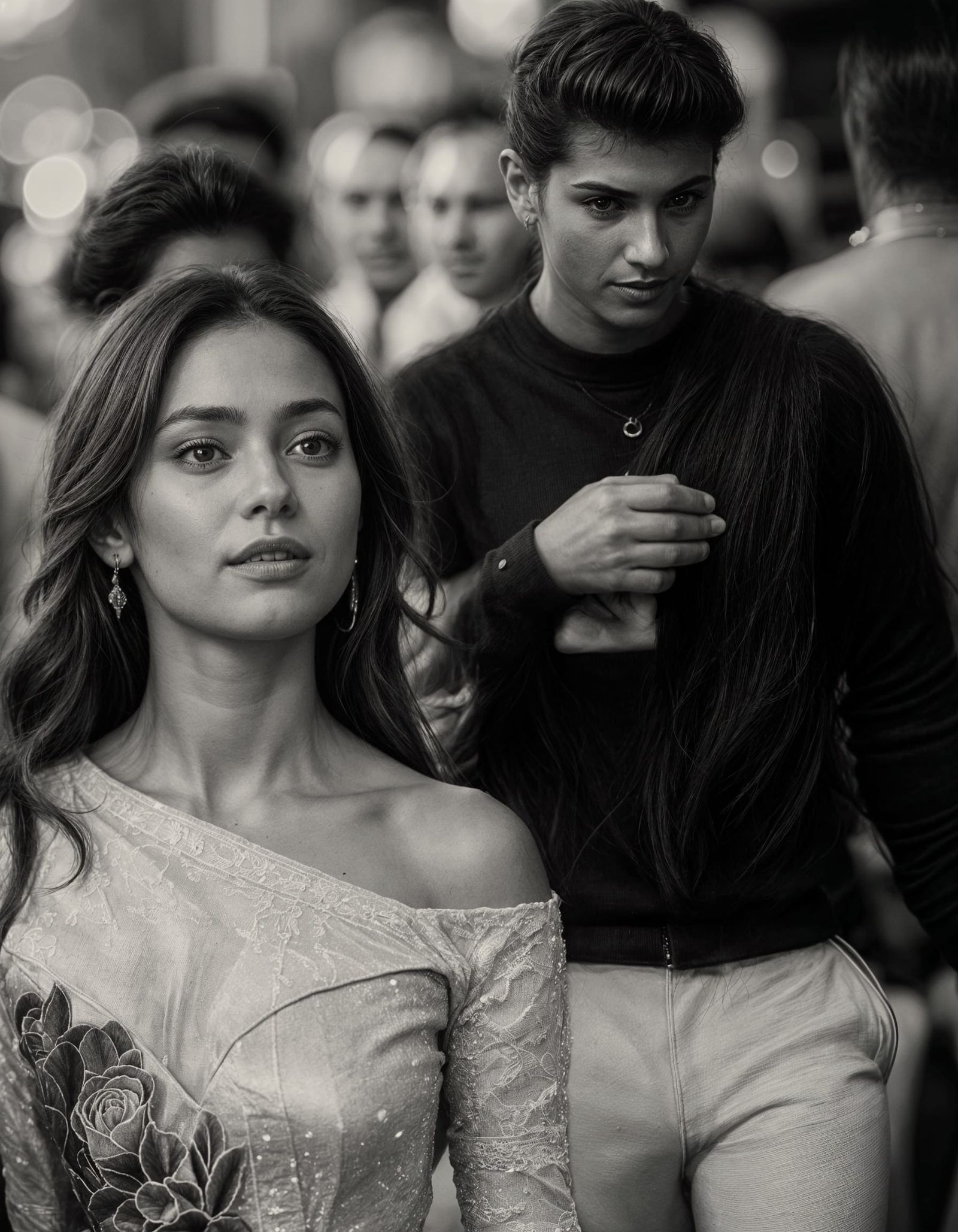 Beautiful Latin Woman in 3D Crowd Scene