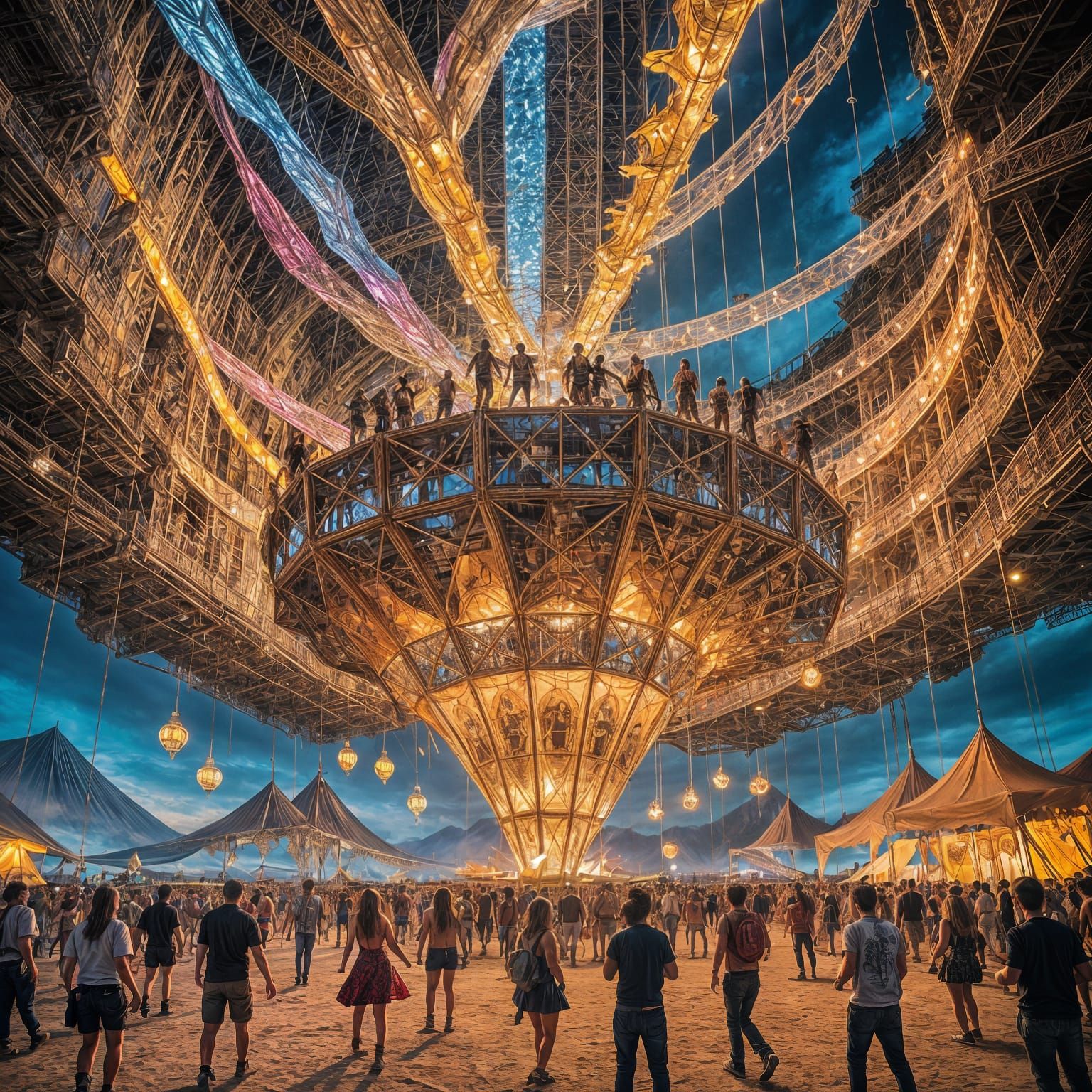 Burning Man Festival Stage Suspended in Air