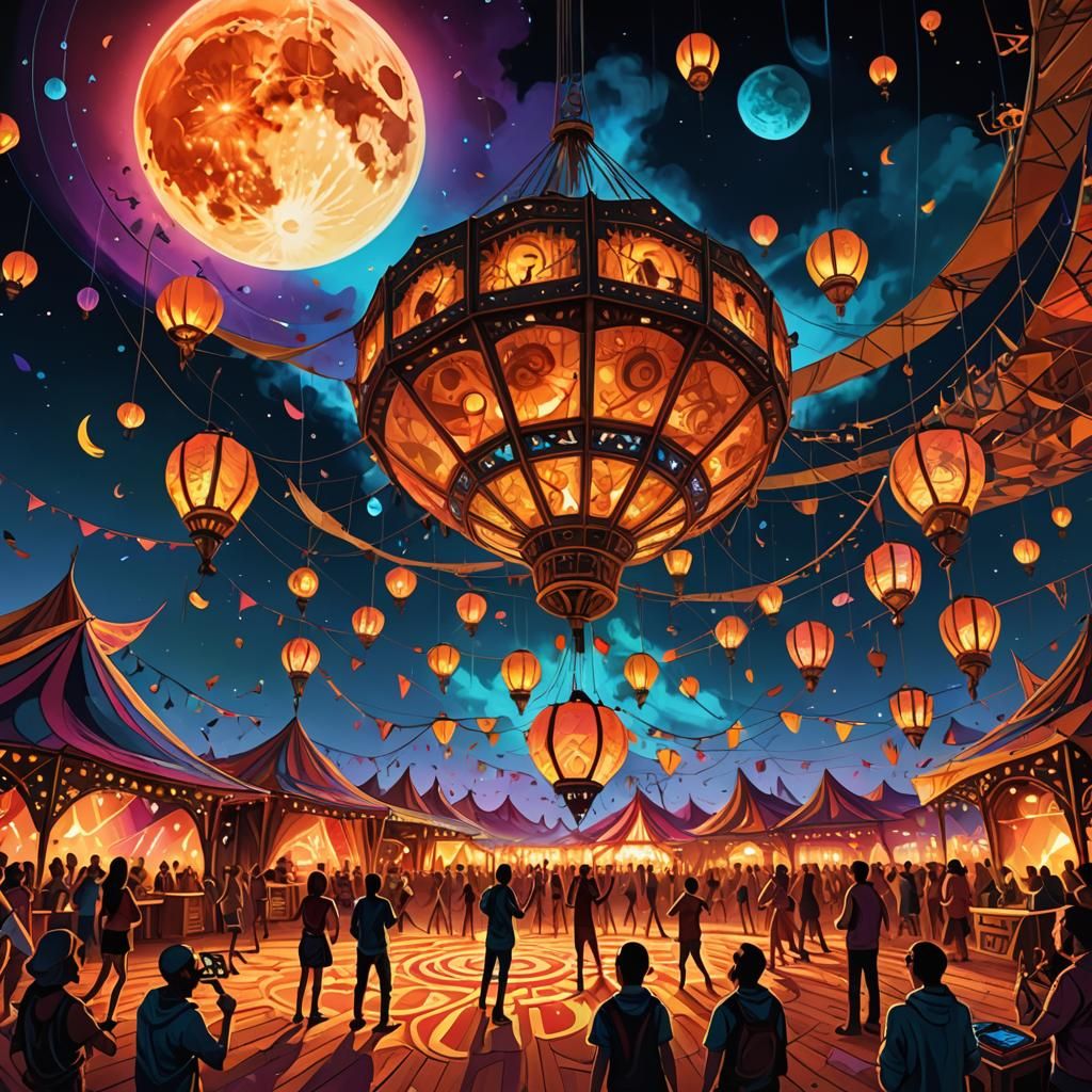 Surreal Burning Man Festival in Digital Painting