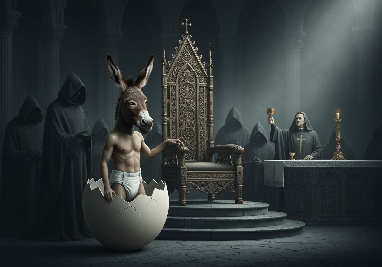 Ominous Donkey-Headed Man Emerges from Egg