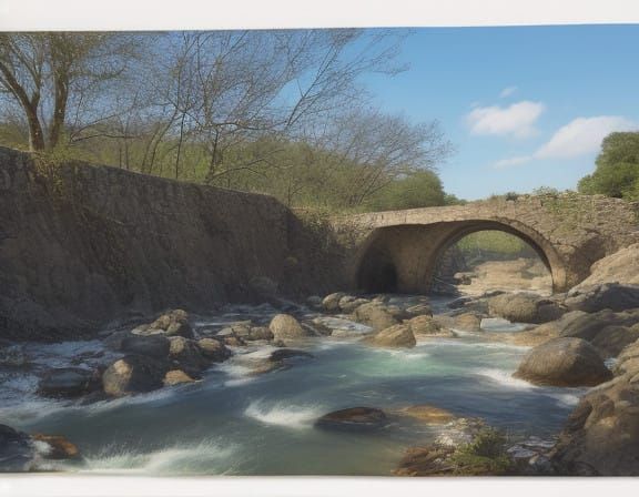 Softly Flowing Stream in an Impressionist Style