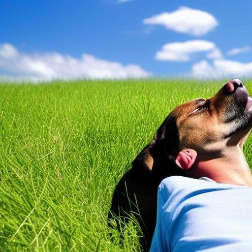 Man and Dog Gaze at Sky in Anime Style