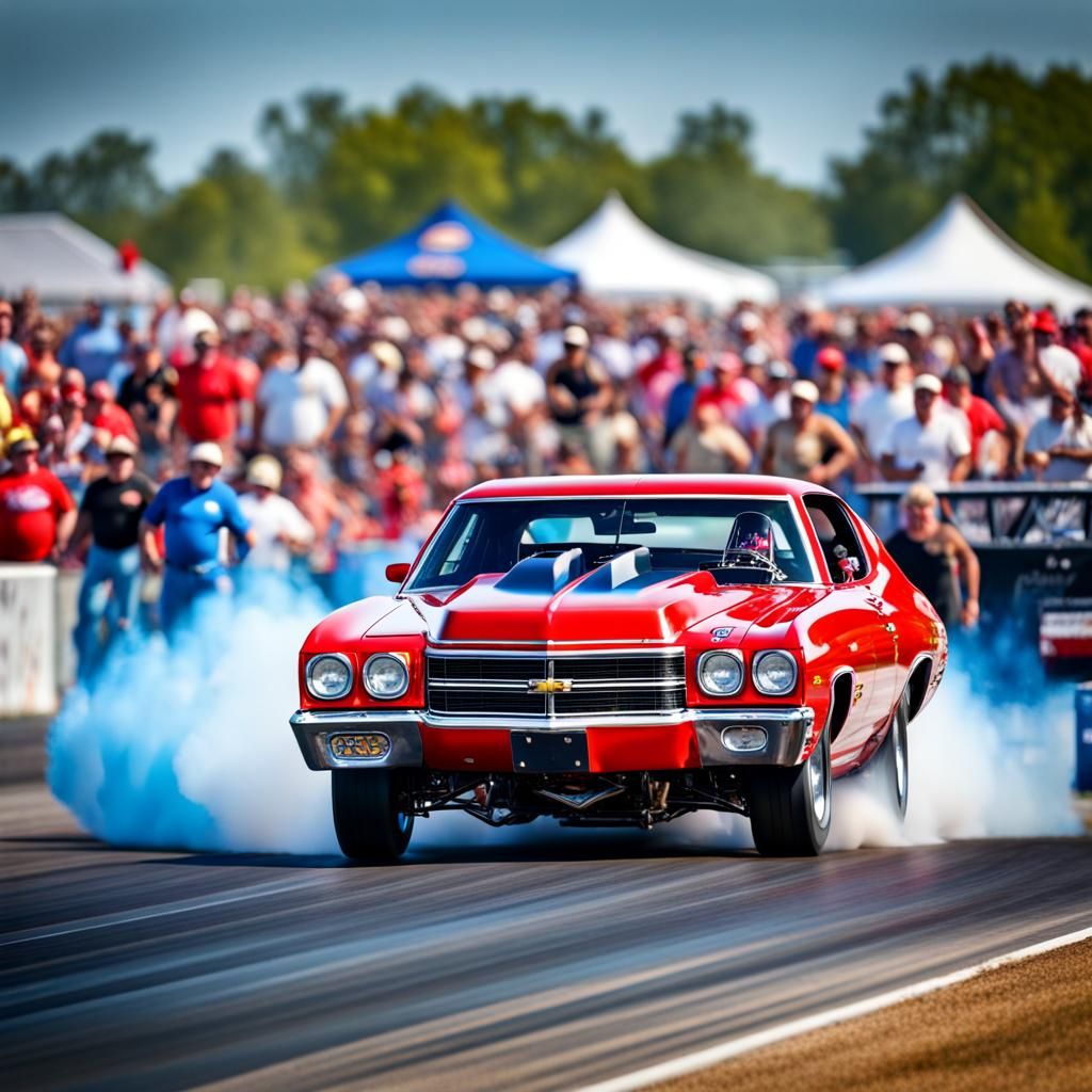 Red 1970s Chevy Chevelle Drag Racing: 8K HDR