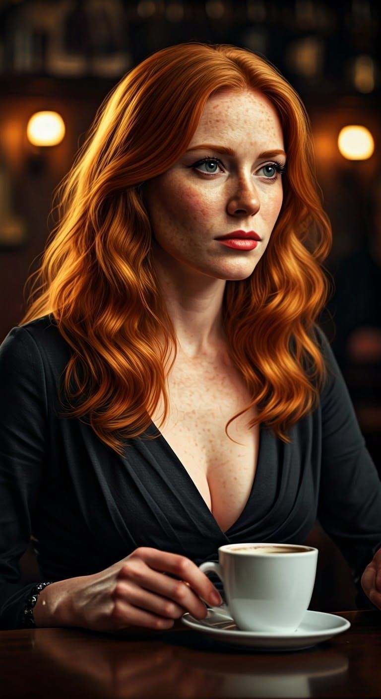 Hyperrealistic Portrait of a Red Haired Irish Woman Lost in ...